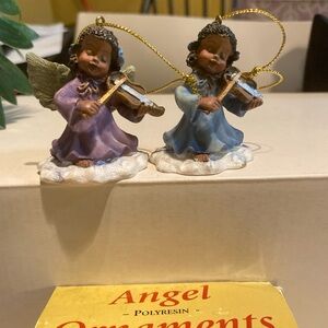 Charming Angel Ornaments with Violin - Lavender and Sky